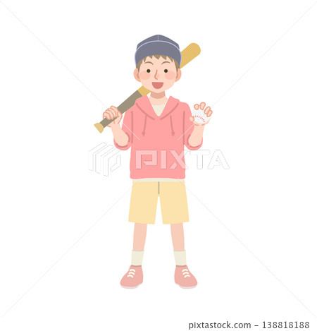 一個男孩在打棒球的插圖 一個男孩在打棒球的插圖 138818188