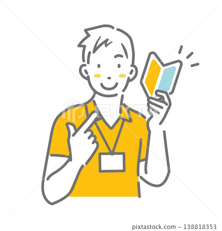 A simple and stylish line drawing illustration of a fitness club instructor who welcomes beginners. 138818353