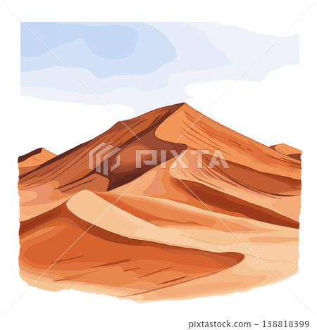 Namib Desert Star Dunes. Namib Desert Star Dunes hand drawn watercolor illustration on white background Namib Desert Star Dunes. Namib Desert Star Dunes hand drawn watercolor illustration on white background 138818399