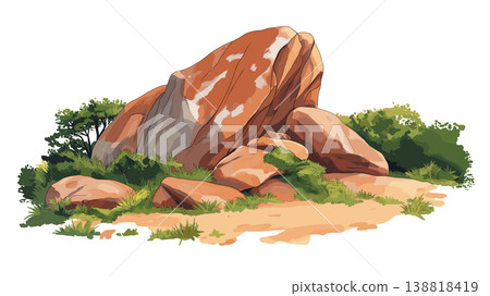 Olumo Rock. Olumo Rock hand drawn watercolor illustration on white background 138818419