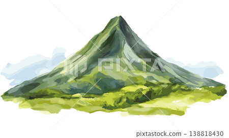 Pico Cao Grande. Pico Cao Grande hand drawn watercolor illustration on white background Pico Cao Grande. Pico Cao Grande hand drawn watercolor illustration on white background 138818430