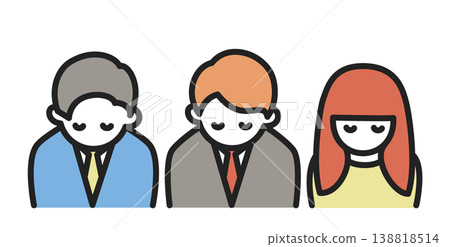 Three businessmen with their heads bowed or apologizing. Three businessmen with their heads bowed or apologizing. 138818514