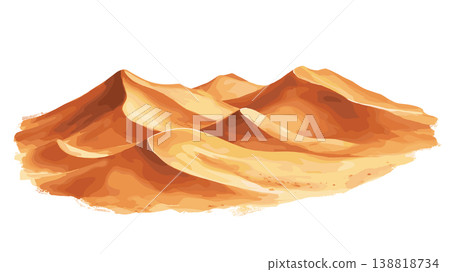 Sahara Desert. Sahara Desert hand drawn watercolor illustration on white background 138818734