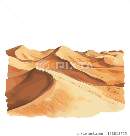Sahara Desert Merzouga Dunes. Sahara Desert Merzouga Dunes hand drawn watercolor illustration on white background Sahara Desert Merzouga Dunes. Sahara Desert Merzouga Dunes hand drawn watercolor illustration on white background 138818735