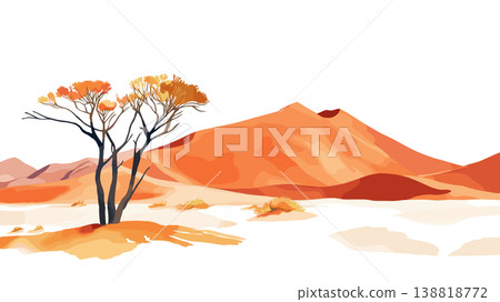 Sossusvlei and Deadvlei. Sossusvlei and Deadvlei hand drawn watercolor illustration on white background Sossusvlei and Deadvlei. Sossusvlei and Deadvlei hand drawn watercolor illustration on white background 138818772