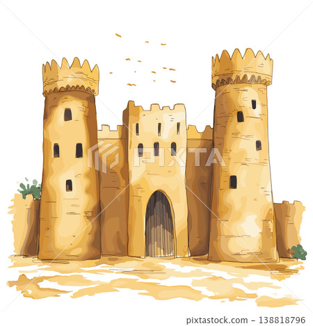 Timbuktu. Timbuktu hand drawn watercolor illustration on white background Timbuktu. Timbuktu hand drawn watercolor illustration on white background 138818796