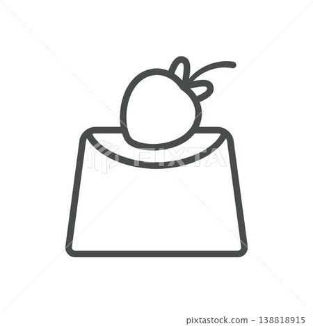 Panna cotta with berry outline icon. Italian jelly dessert with fruit topping. Line vector illustration isolated on white 138818915