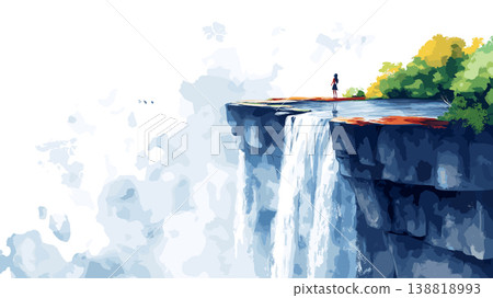 Victoria Falls Devils Pool. Victoria Falls Devils Pool hand drawn watercolor illustration on white background Victoria Falls Devils Pool. Victoria Falls Devils Pool hand drawn watercolor illustration on white background 138818993