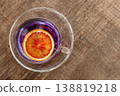 Blue tea, an infusion of butterfly pea flowers, with a citrus 138819218