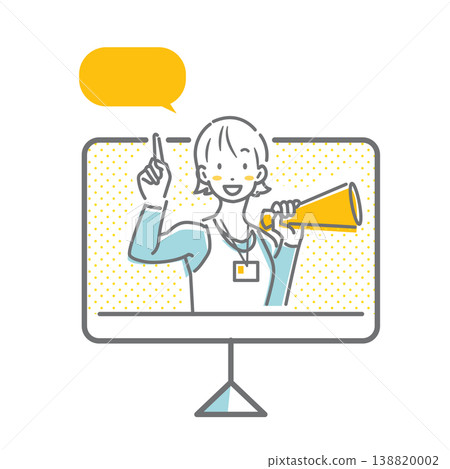 A personal trainer giving advice online - a simple and stylish line drawing illustration. A personal trainer giving advice online - a simple and stylish line drawing illustration. 138820002