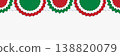 Decorative border with small italian rosettes and ribbon scallops in a rhythmic pattern. A festive national garland for celebration design and bright event layouts on white 138820079