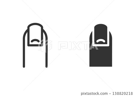 簡單的人手指和指甲插圖圖標,線條藝術和輪廓。 簡單的人手指和指甲插圖圖標,線條藝術和輪廓。 138820218