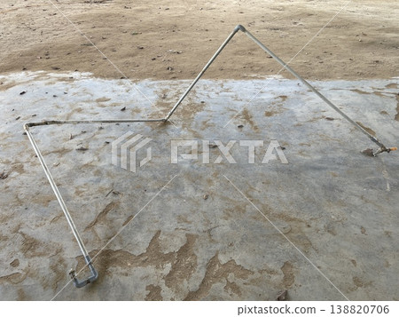 Metal Pipe Structure On Rough Concrete Ground Surface Metal Pipe Structure On Rough Concrete Ground Surface 138820706