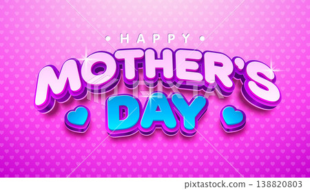 Happy Mother's Day Banner with Hearts and 3d Typography Lettering on Pink Background. Vector Motherhood Celebration Design with Symbol of Love for Greeting Card, Banner, Flyer, Invitation, Brochure Happy Mother's Day Banner with Hearts and 3d Typography Lettering on Pink Background. Vector Motherhood Celebration Design with Symbol of Love for Greeting Card, Banner, Flyer, Invitation, Brochure 138820803