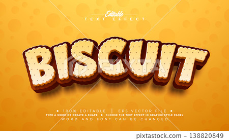 Biscuit Text Effect Design Editable Vector Graphic Style with 3d Typography on Yellow Background. Premium Sweet Delicious Snack Mockup Illustration Template for Greeting Card, Flyer, Banner Biscuit Text Effect Design Editable Vector Graphic Style with 3d Typography on Yellow Background. Premium Sweet Delicious Snack Mockup Illustration Template for Greeting Card, Flyer, Banner 138820849