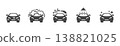 Car Wash icon set. It includes auto wash, car, cleaning, vehicle, care, maintenance, and more icons. 138821025