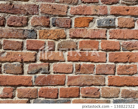 Brick wall with various colors and textures located in a urban area during daylight hours 138822322