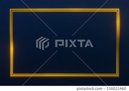 Luxurious navy leather background with a gleaming gold frame. 3D material. Suitable for jewelry and awards. Luxurious navy leather background with a gleaming gold frame. 3D material. Suitable for jewelry and awards. 138822460