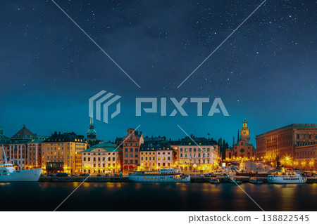 Panoramic Night Skyline of Gamla Stan Panoramic Night Skyline of Gamla Stan 138822545