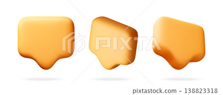 Three yellow 3d speech bubbles for communication Three yellow 3d speech bubbles for communication 138823318