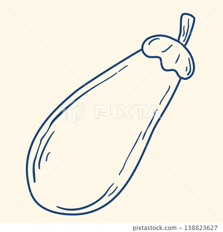 Eggplant hand drawn in blue ink clip art 138823627