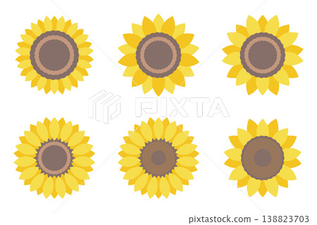A set of sunflowers facing forward. 138823703
