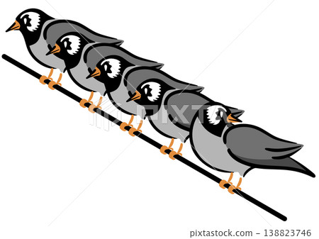 一大群椋鳥。害鳥插圖。等距圖。 138823746
