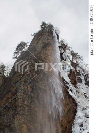 It's a cliff with a waterfall. 138823933
