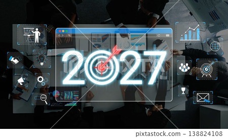 Dynamic image showcasing a vibrant business meeting with a focus on the target year 2027, emphasizing technology, data analysis, and strategic planning for future success. Sigmoid Dynamic image showcasing a vibrant business meeting with a focus on the target year 2027, emphasizing technology, data analysis, and strategic planning for future success. Sigmoid 138824108