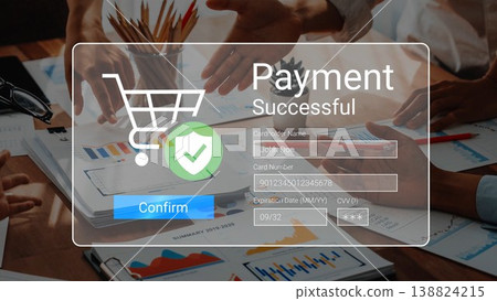 Online Payment Confirmation with Shopping Cart and Successful Transaction Displayed on a Business Desk with Financial Charts and Graphs Gluon Online Payment Confirmation with Shopping Cart and Successful Transaction Displayed on a Business Desk with Financial Charts and Graphs Gluon 138824215