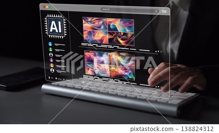 AI Image Generator Platform Interface with Colorful Art Thumbnails Muxer AI Image Generator Platform Interface with Colorful Art Thumbnails Muxer 138824312
