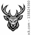 Illustration of a Deer Head with Big Antlers in Monochrome Style 138824360