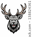 Illustration of a Deer Head with Big Antlers in Monochrome Style 138824361
