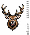 Angry Deer Head Mascot Logo with Big Antlers 138824433