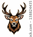 Angry Deer Head Mascot Logo with Big Antlers 138824435