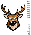 Angry Deer Head Mascot Logo with Big Antlers 138824437