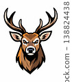 Angry Deer Head Mascot Logo with Big Antlers 138824438