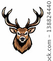 Angry Deer Head Mascot Logo with Big Antlers 138824440