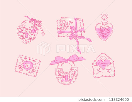 Love elements heart shape lock envelope pink beige Love elements heart shape lock envelope pink beige 138824600