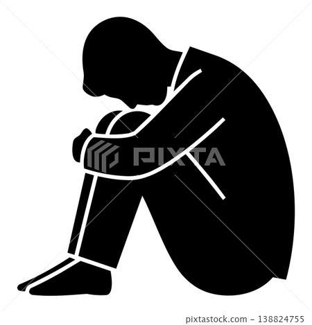 一位情緒低落的商人盤腿而坐。 一位情緒低落的商人盤腿而坐。 138824755