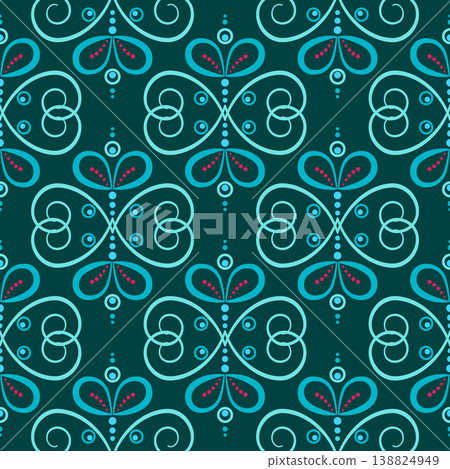 Frilly seamless pattern of swirls floral elements Frilly seamless pattern of swirls floral elements 138824949