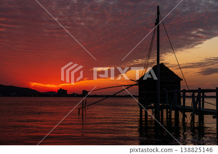 Evening view of Lake Togo after sunset 138825146