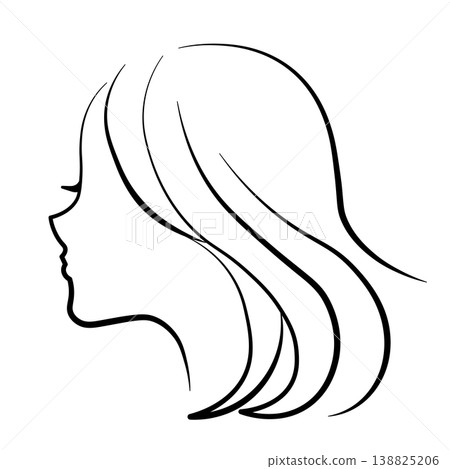 Long-haired woman's profile and beauty image Long-haired woman's profile and beauty image 138825206