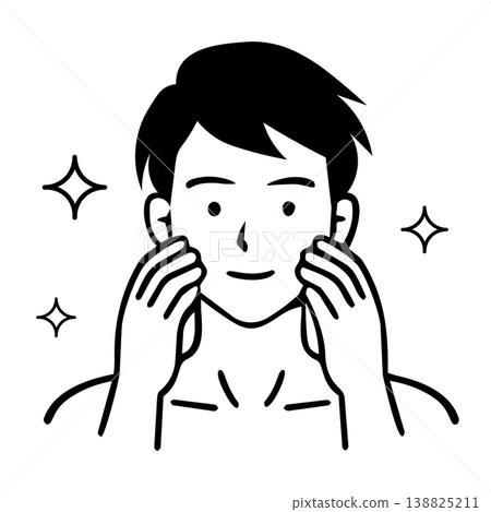 Men who use skincare products to improve their skin. 138825211