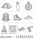 camping in the mountains icons set, simple style 138825283