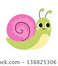 Cute cartoon snail. Design for children. Vector illustration in a flat style, isolated on a white background 138825306