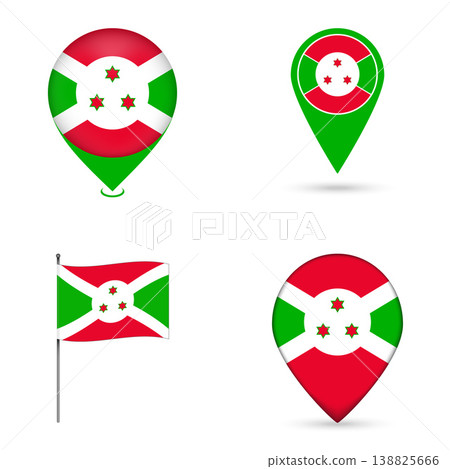 Burundi Flag Map Pin Icons Set Collection. Burundi Flag Map Pin Icons Set Collection. 138825666