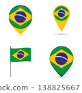 Brazil Flag Map Pin Icons Set Collection. 138825667