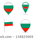 Bulgaria Flag Map Pin Icons Set Collection. 138825669