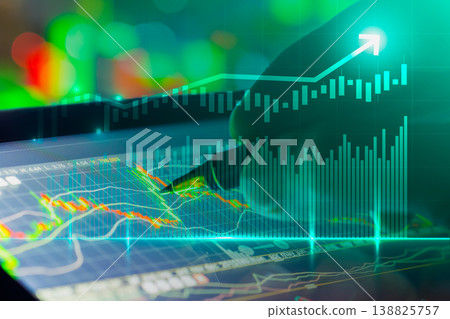 Stock market or forex trading graph and candlestick chart suitable for financial investment concept. Economy trends background for business idea and all art work design. Abstract finance background. Stock market or forex trading graph and candlestick chart suitable for financial investment concept. Economy trends background for business idea and all art work design. Abstract finance background. 138825757